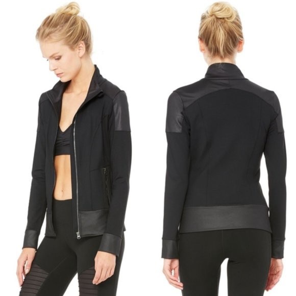 ALO Full Zip Performance Moto Track Running Jacket - Picture 2 of 10